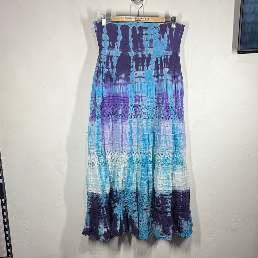 Catalog Favorites Tie-Dye Maxi Skirt - Purple and Blue size large